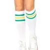 Green And Yellow Striped Athletic Socks For Women