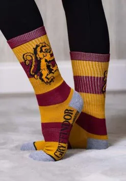Harry Potter Rugby Stripe Gryffindor Crew Socks 7 Harry Potter Rugby Stripe Gryffindor Crew Socks -halloween Shop harry potter gryffindor rugby strip crew socks alt 3
