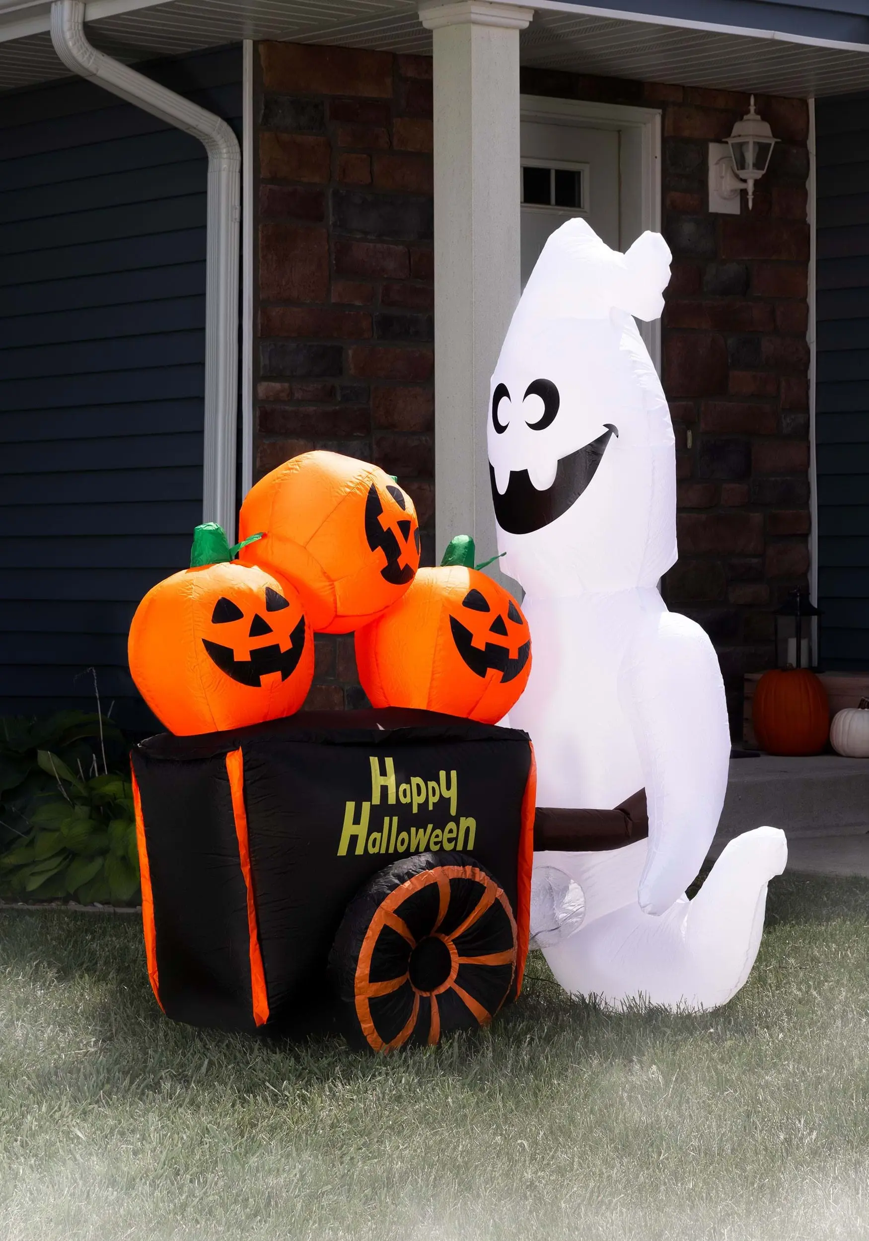 Inflatable 6ft Pumpkin Vendor Ghost 1 Inflatable 6ft Pumpkin Vendor Ghost