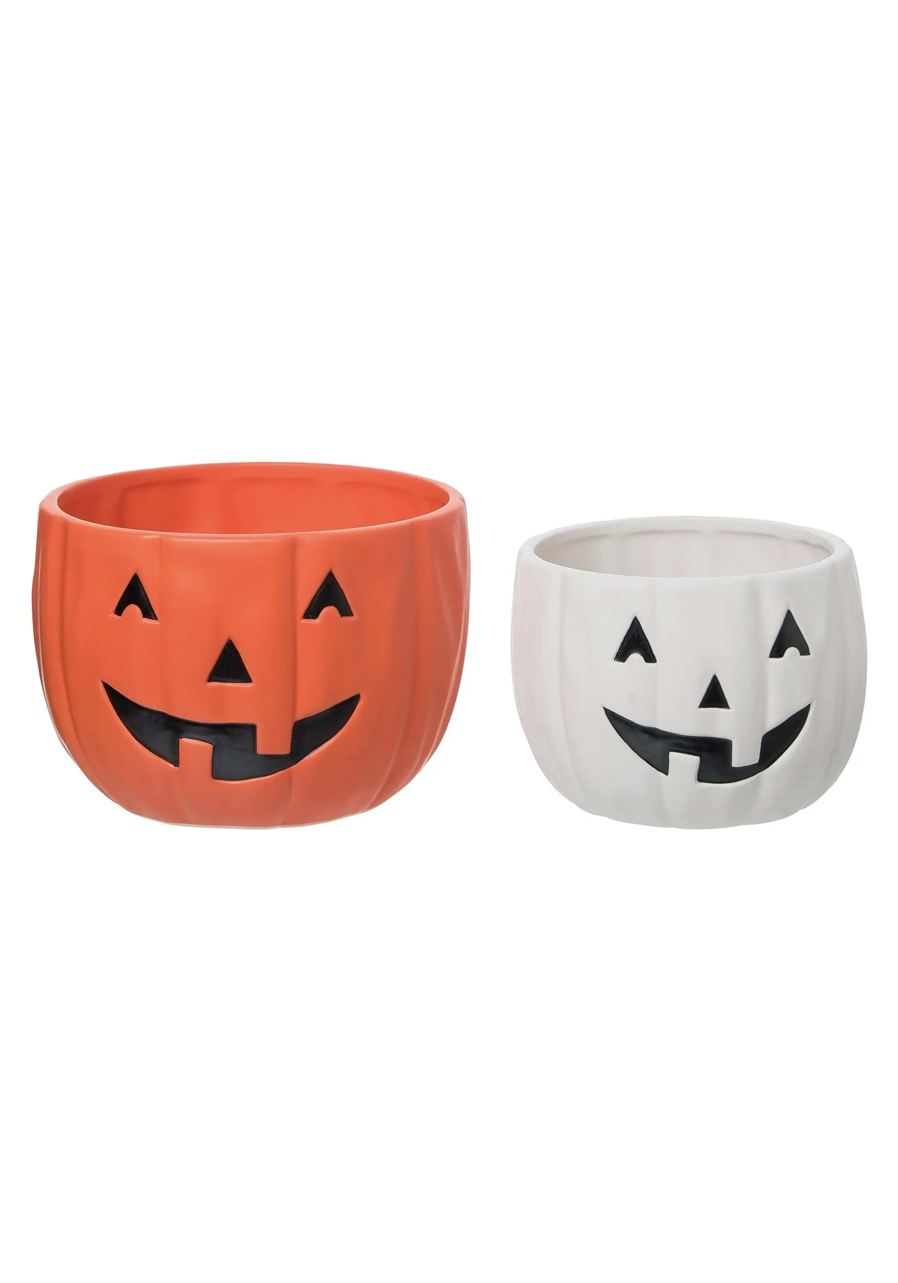 Set Of 2 Jack-O-Lantern Bowls For Candy 1 Set Of 2 Jack-O-Lantern Bowls For Candy