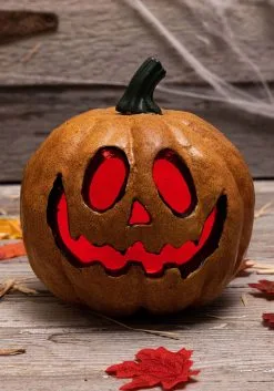 Light Up Happy Pumpkin With Red Lights Decoration
