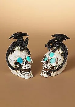 5.5" Light Up Dragon On Skulls Set