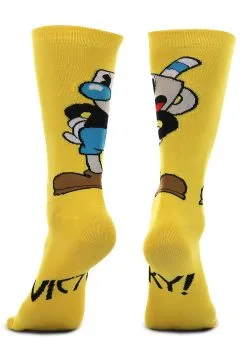 Cuphead Mugman Victory! Crew Socks -halloween Shop mugman victory crew socks alt 4