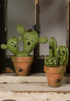 Potted Cacti O' Lantern Decoration -halloween Shop potted cacti o lantern decoration alt 2