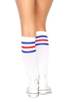 See Costume Apparel Shop -halloween Shop red and blue striped athletic socks2