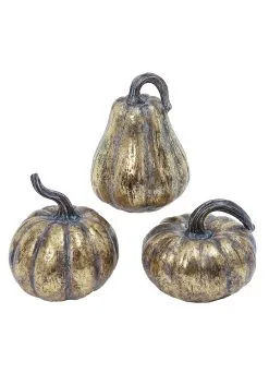 Gold 6" Set Of 3 Pumpkins