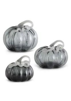 Gray Glass Pumpkins Set Of 3