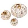 Set Of 3 Gold & White Resin Pumpkins
