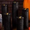 Set Of 5 Black Glitter LED Candles