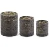 Set Of Three Black And Gold Glass Candle Holders