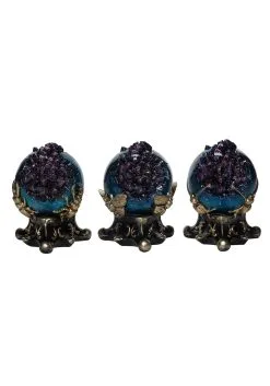 Set Of Three Celestial Spooky Geode Globes Decoration