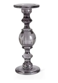 Gray Transparent Set Of 3 Glass Candleholders -halloween Shop set of three gray transparent glass candleholders alt 3