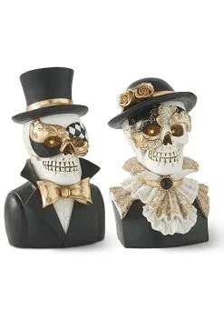 Set Of Two Resin Masquerade Skeleton Busts