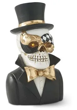 Set Of Two Resin Masquerade Skeleton Busts -halloween Shop set of two resin masquerade skeleton busts alt 2