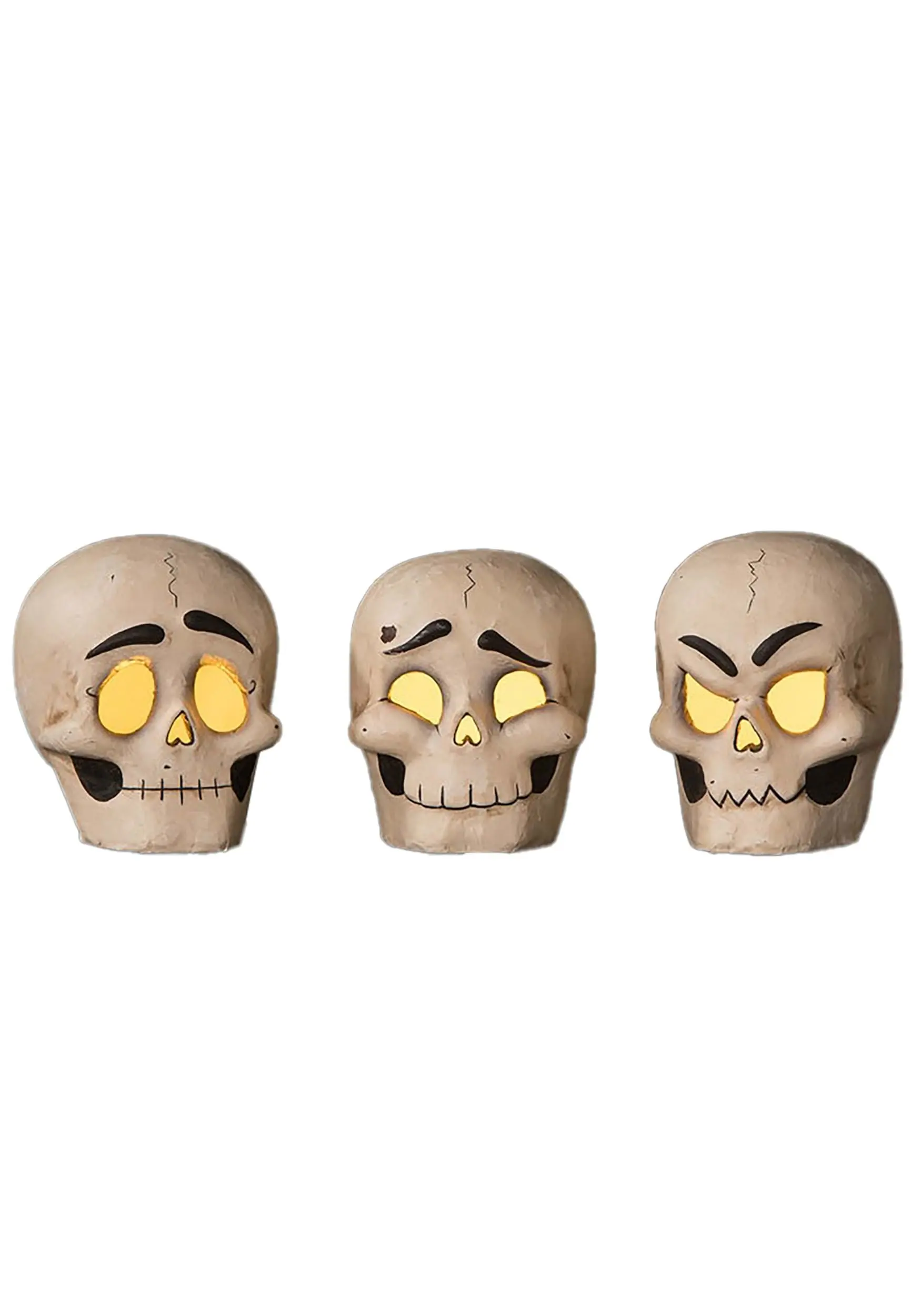 Set Of 3 Skully Head Luminaries 1 Set Of 3 Skully Head Luminaries