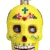 Yellow Sugar Skull Christmas Tree Ornament