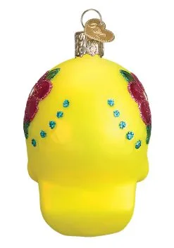 Yellow Sugar Skull Christmas Tree Ornament -halloween Shop sugar skull ornament alt 2