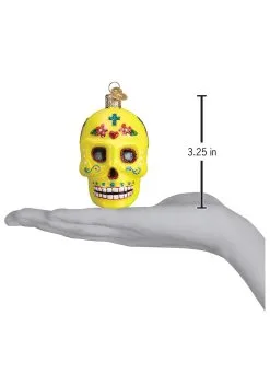 Yellow Sugar Skull Christmas Tree Ornament -halloween Shop sugar skull ornament alt 4