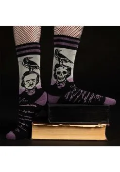 Poe The Raven Socks -halloween Shop the raven poe socks alt 4