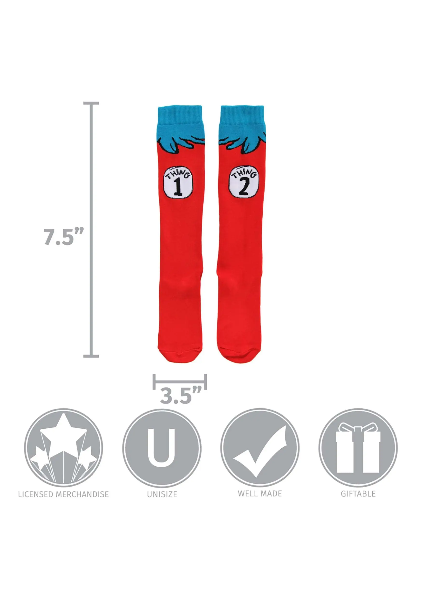 Thing 1 & 2 Costume Socks For Adults 5 Thing 1 & 2 Costume Socks For Adults - Image 5