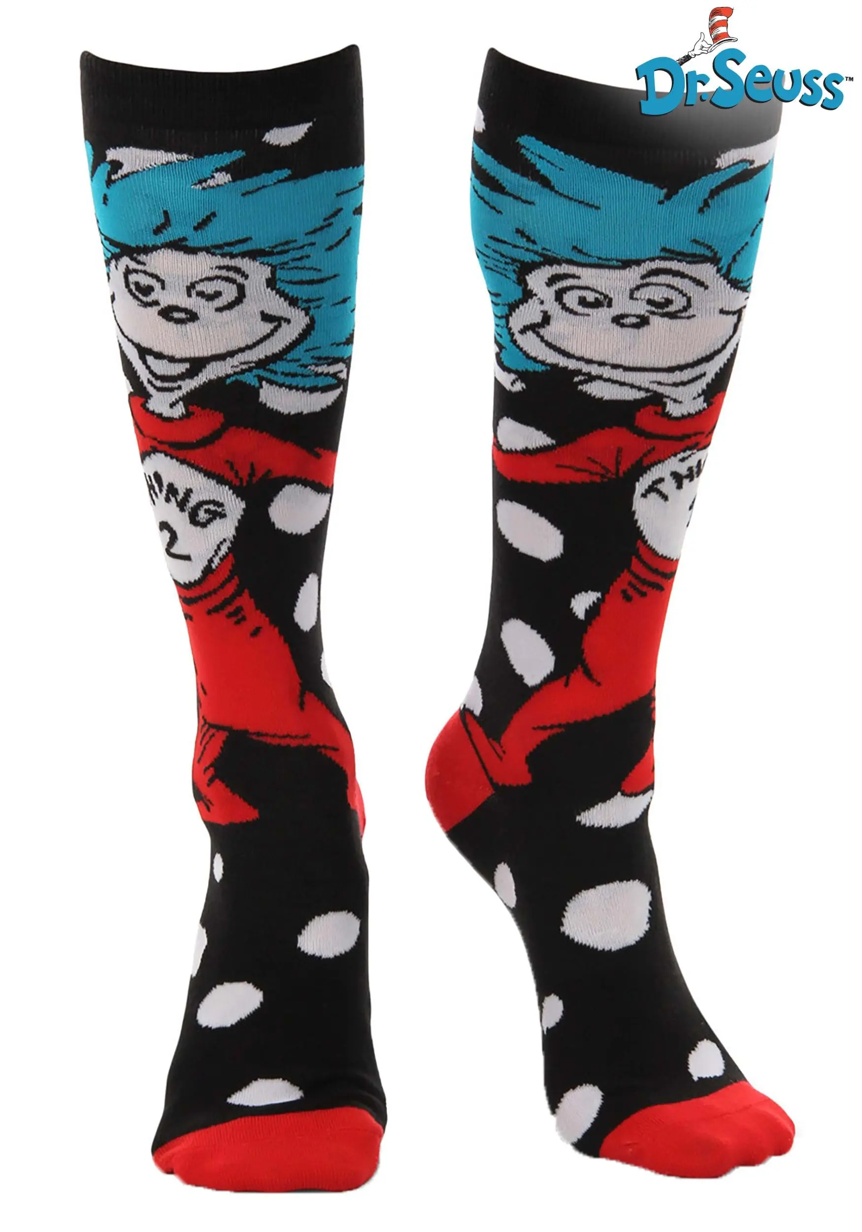 Thing 1 & Thing 2 Knee High Costume Socks 1 Thing 1 & Thing 2 Knee High Costume Socks