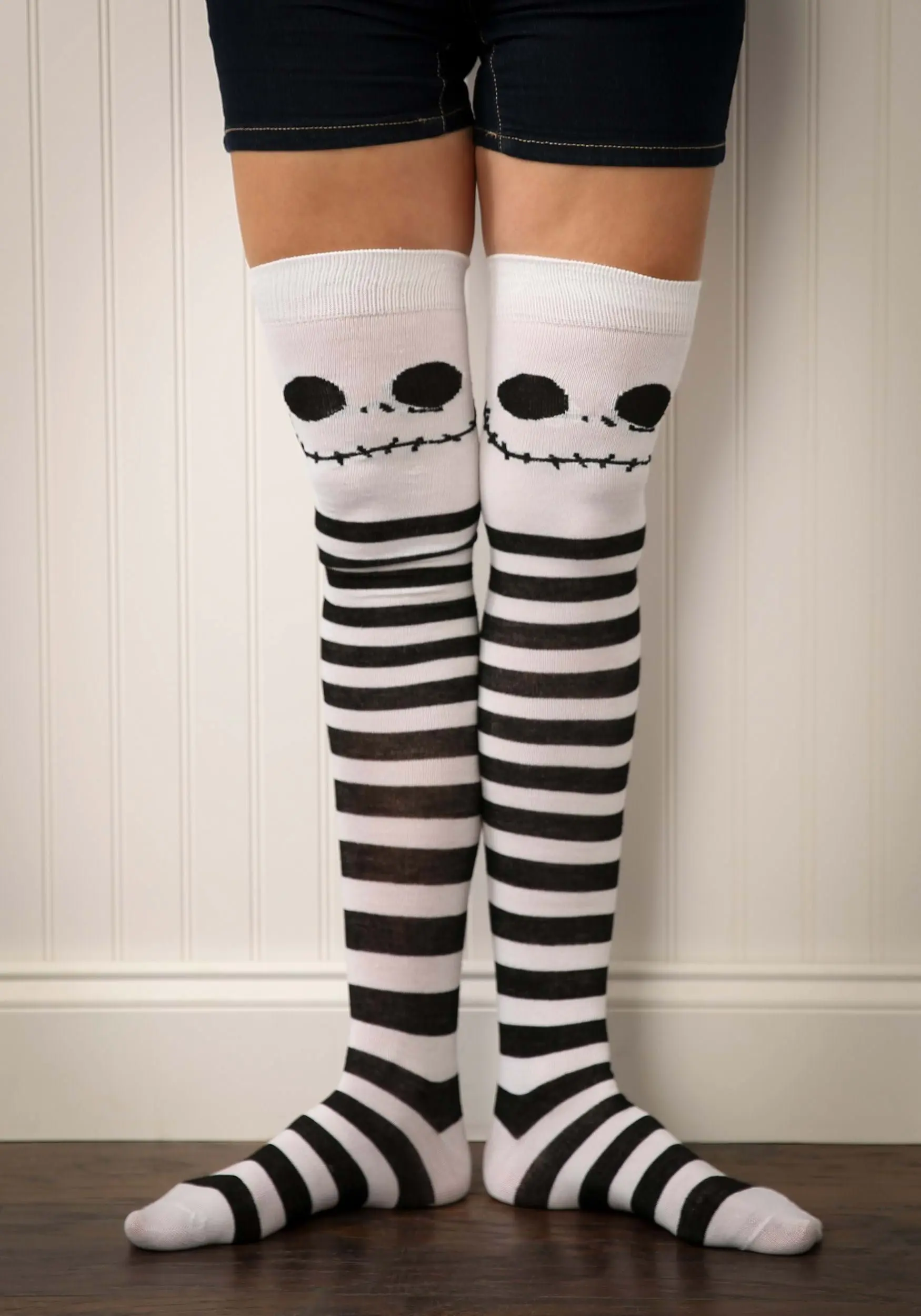 Nightmare Before Christmas Jack Skellington Thigh High Womens Socks 2 Nightmare Before Christmas Jack Skellington Thigh High Womens Socks - Image 2
